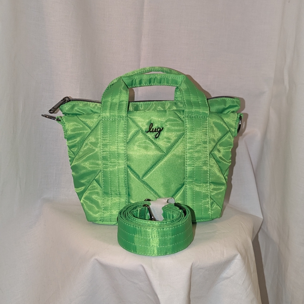 lug Bright Green Quilted Crossbody Bag with Detachable Strap